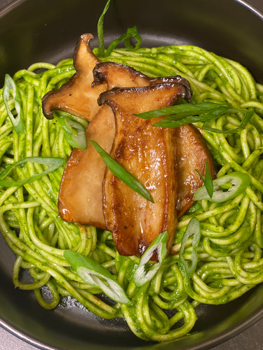 Greenie Miso-Tahini Soba Noodles W/ Tamari Butter Glazed Mushrooms